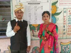 जिंतूर तालुक्यात लोकशाही बळकट करण्यासाठी नवरदेव नवरीचे मतदान