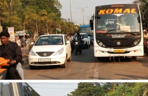 गडचिरोली शहरातील धानोरा रोड व आरमोरी रोडवरील ट्रॅव्हल्स पॉईंटमुळे अपघाताचा धोका वाढला।